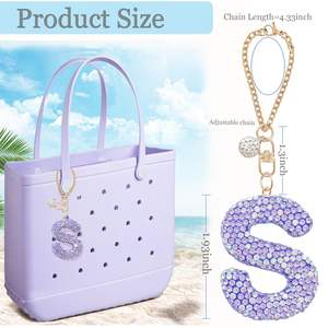 26 Letter <b>Charms</b> for Bogg <b>Bag</b> Accessories Bogg <b>Bag</b> <b>Charms</b> Keychain for Women Girls Letter <b>Charms</b> for Beach Tote <b>Bags</b> - Product Image 2