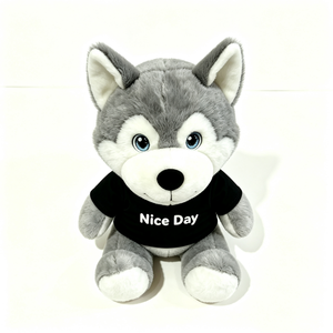 Peluche de Husky personalizado, Perro Husky de peluche, Lindo peluche de Husky, Peluche de Husky sentado, Peluche de Husky con camiseta - Product Image 1