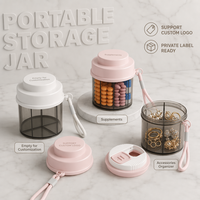 Kontainer Penyimpanan Mini 4 Kompartemen dengan Tutup Putar, Wadah Organizer Kecil Portabel untuk Suplemen, Pil, Perhiasan, Grosir OEM