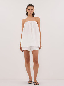 Débardeur en coton décontracté pour femme, style vacances à la française, sans bretelles, coupe droite, avec lien élastique, ample et polyvalent - Product Image 2