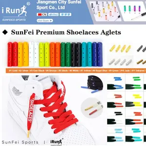 sunfei Custom Printed Logo Shoelaces Metal Aglets Replacement White Shoe Laces Metal Tips Athletic Running Shoelace charms