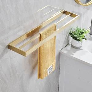 Portasciugamani pieghevole in oro da parete in acciaio inox per il bagno per uso alberghiero e domestico - Product Image 2
