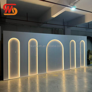 SMOOTH Modern LED Lights Pvc White Acrylic <b>Stage</b> Backdrop for Wedding Decoration - Product Image 4