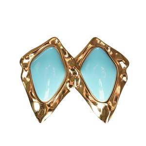 PVD Gold Plated 316L Stainless Steel Fashion <b>Earrings</b> With <b>Turquoise</b> Inlay For Women - Product Image 1