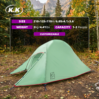 Carpa Kawagebo Kamp (KK) de 2 kg / 4.4 lb, 190T, Poliéster Impermeable, para 2 Personas, Ligera, para Senderismo y Montañismo