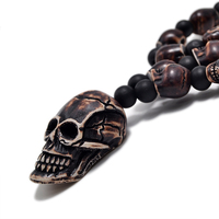 FX802 Collier Sautoir Punk Tendance avec Pendentif Crâne en Imitation Os et Perles, Style Hip Hop Europe & États-Unis, Idéal pour Cadeau