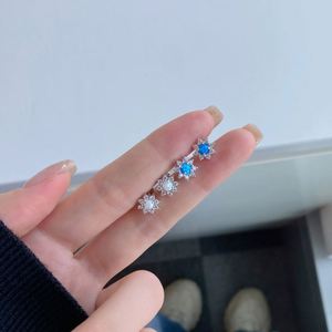 Dylam High End Fine Jewelry Daily S925 Silver 5A Cubic Zirconia Diamond Gemstone White <b>Blue</b> Synthetic Opal Sun <b>Stud</b> <b>Earrings</b> - Product Image 2