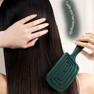 Cepillo de pelo de masaje desenredante con ventilación hueca de superficie esmerilada para mujeres, cepillos alisadores para rectos y rizados - Product Image 5