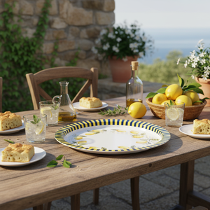 Bandeja de Servir de Cerámica Vintage con Diseño de Huerto de Limones Mediterráneo Kontensan, de Metal para Alimentos, para el Hogar y Catering, Modelo EE163FP, Hecho en Turquía - Product Image 3