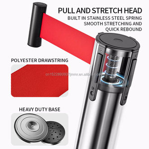 Isolation de sécurité Protection de sécurité Ligne de file d'attente Isolation Poteau de ligne Garde-corps 2.0m Poteau de barrière rétractable en acier inoxydable rouge - Product Image 4