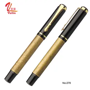ลายนูนโลโก้คลาสสิกสีบรอนซ์โลหะปากกา Roller ปากกาสำหรับของขวัญส่งเสริมการขายปากกาโลโก้