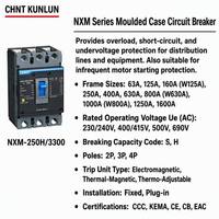 Disjoncteur à boîtier moulé Chint NXM AC E/TM 63A 125A 160A 250A 400A 630A 800A 1000A 1250A 1600A