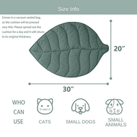Coussin pour animaux de compagnie en forme de feuille verte, lavable, confortable et mignon, sur mesure pour chien et chat