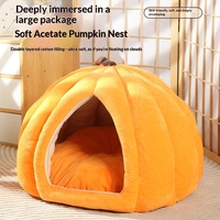 Coussin de couchage pour chien et chat en forme de citrouille, ultra-mignon, chaud pour l'hiver, résistant aux taches, design ourson en tissu, pour usage extérieur