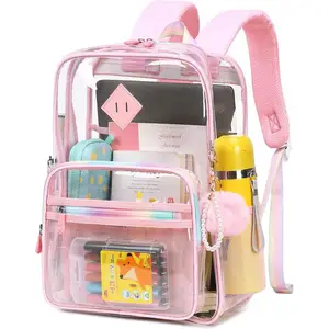 Wholesale Custom Teen Kids Children Middle Primary Women Girls Colorful PVC Transparent Clear School Backpack