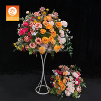Boule de fleurs artificielle en soie colorée Sunwedding, grande décoration de centre de table pour mariage