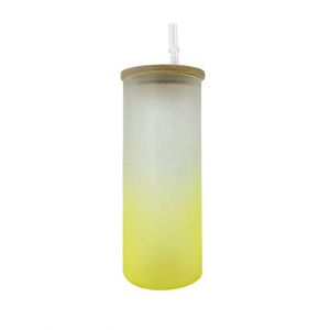 Bouteille d'eau en verre en forme de canette de bière 18 oz, gobelet vierge pour sublimation, gobelet givré 18 oz, bocal Mason avec couvercle en bambou et paille - Product Image 1