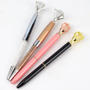 Wholesale Custom Printing Laser Logo Crystal Crown Metal Ballpoint Pen Souvenir Pen