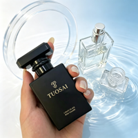 Vente en gros de flacons cosmétiques en verre noir de 30 ml avec impression sérigraphique, flacon de parfum unique avec bouchon pulvérisateur, modèle PB2