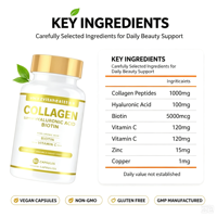 Capsules de collagène beauté marque privée pour l'éclat de la peau, le soutien des cheveux et des ongles avec biotine, vitamine C et acide hyaluronique pour adultes