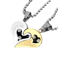 Collier tendance avec pendentif en forme de cœur pour les couples, pour les mariages, les fêtes, les anniversaires, la Saint-Valentin, bijoux