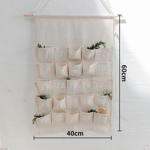 Vente en gros de calendrier de l'avent en tissu décorations de Noël pour enfants calendrier de l'avent de Noël en lin personnalisé - Product Image 5
