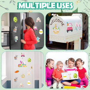 2025 Easter Fridge Magnets Creative Cartoon Square Includes Carrots Easter Eggs for Garage Door <b>Locker</b> Decorations Made Rubber - Product Image 5