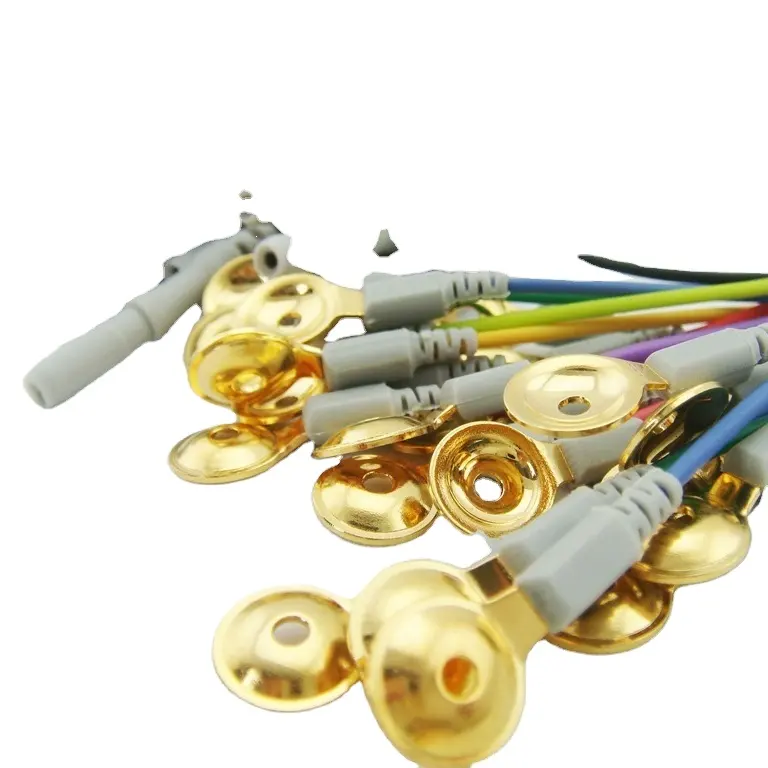 Greentek Eeg Kabel Din 1.5Mm Lood Draden Golden Plated Cup Elektroden Voor Eeg Apparaat Eeg Meting