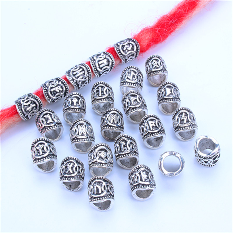 Large Hole DIY Retro Viking Female Character Beaded Hair Accessories Dreadlocks Jewelry Alloy for Braided Beauty Personal Care
