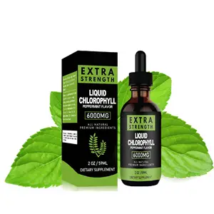 OEM Private Label Liquid Chlorophyll Herbal Extract Chlorophyll Drops Food Glass Bottle Packaging American Sweets Mushroom 60 Ml
