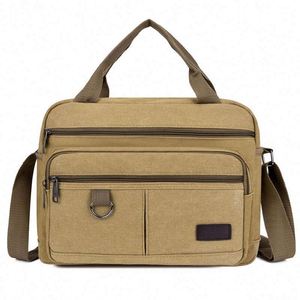 Sac à bandoulière en toile de haute qualité, petit sac à outils, multi-poches, kaki, sac messager pour homme - Product Image 1