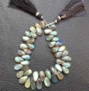 Super qualité 7 pouces Long brin naturel BlueFlashy Labradorite pierre précieuse lisse poire forme Briolette perle bijoux fabrication fournitures - Product Image 3