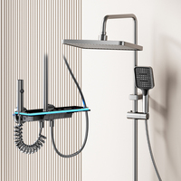 Ensemble de robinetterie de douche à effet pluie en céramique de luxe brossé métallique, avec poignée unique, touches de style piano, jet de massage doux, pour appartement, modèle 4271