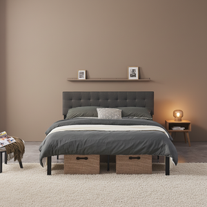 Ensemble de meubles de chambre à coucher modernes de taille King & Queen Lit superposé rembourré extensible Cadre de lit plate-forme Caractéristiques quantité minimale de commande bon marché Tête de lit - Product Image 4