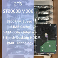 ST2000DM006 Internal 3.5 Inch 2TB HDD 7200RPM 64MB SATA Hard Drive Penyimpanan PC Desktop Hard Disk Drive Penyimpanan Data Server Rumah