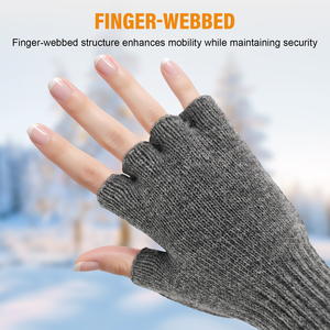 Gants en tricot de laine mélangée de calibre <span class=keywords><strong>7</strong></span> sans doigts avec logo personnalisé et <span class=keywords><strong>taille</strong></span> de la paume en microfibre de l'usine - Product Image 2