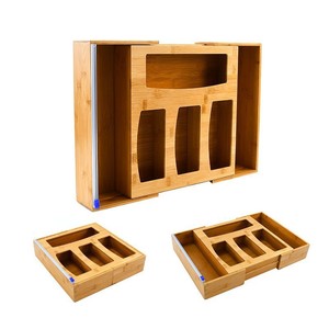 Bamboo Drawer Organizer Rectangular Foldable With Lid Stackable Desktop <b>Storage</b> <b>Box</b> For <b>Kitchen</b> pantry Organization - Product Image 1