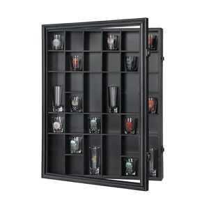 خزانة عرض كؤوس الشوت 2026، خزانة خشبية كبيرة مع رفوف، حامل مع باب زجاجي أكريليك، صندوق تخزين كؤوس الشوت مع أرفف قابلة للإزالة - Product Image 2