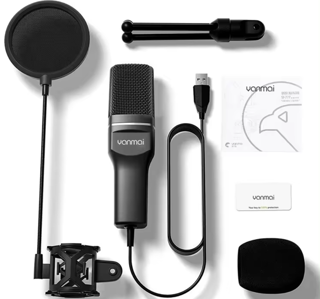 High Quality Condenser Noise Cancelling USB Handheld Microphone for Conference Studio Gaming Use with Desktop Compatibility
