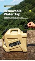 Bidon de stockage d'eau en HDPE de qualité alimentaire 10L 12L 19L, conteneur d'eau portable avec robinet pour le camping, les pique-niques, les camping-cars, les activités de plein air