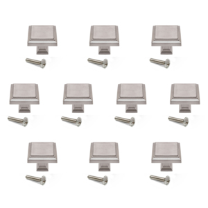 Set 9177951 in nichel satinato EMUCA 10 cuta manopole per mobili 31.5X31.5mm Zamak per armadio cassetto armadio cassettone da cucina dimensioni 96mm - Product Image 1