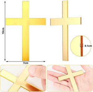 Baptiste entrecroisé Cupcake Toppers classique chrétien baptême décoration or miroir acrylique <span class=keywords><strong>croix</strong></span> gâteau haut - Product Image 6