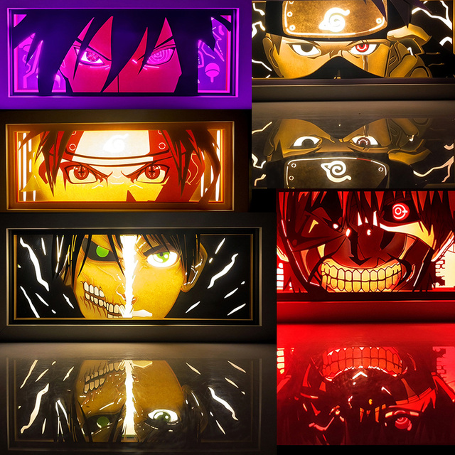 100 Design Wholesale Anime 3d Paper Carving Lamp LED Light Box Outdoor Cosplay Anime Craft