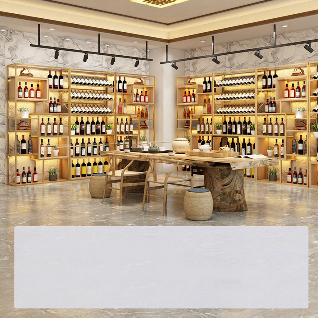 High-End Wine Cabinet Display Rack – Freestanding Wrought Iron Wine Bar Shelving Unit with Illuminated Lighting - View 3