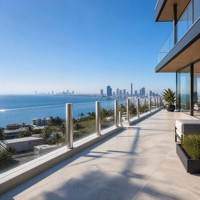 Balustrade en acrylique coulé sur mesure, transparente comme du cristal, garde-corps de balcon, main courante, poteaux en acier inoxydable, anti-âge, découpe au feu