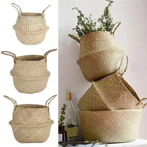 Seagrass Wicker Rattan Hanging Pot Laundry Cesta Mimbre Picnic Storage Basket