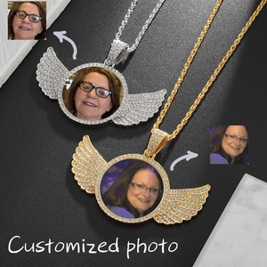 Hip Hop Đô Thị Đường Phố Cánh Khung Bộ Nhớ Thủ Môn Khắc Tên Vòng Mề Đay CZ Set Brass Ảnh Vòng Cổ - Product Image 6