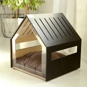 Modern Pet Cat Dog House Furniture With Transparent Sides Dog Bed Indoor Dog House Kennel Crate Pet