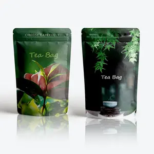 Bolsa vacía de papel grande personalizada al por mayor, bolsa de té de grado alimenticio con papel de aluminio, leche, café, té verde en bolsitas de té