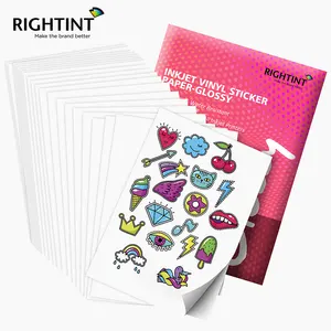 Rightint 잉크젯 인쇄용 흰색 자체 접착 PP 스티커 비닐 광택 스티커 종이 방수